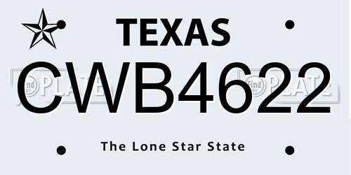 CWB4622 Texas License Plate