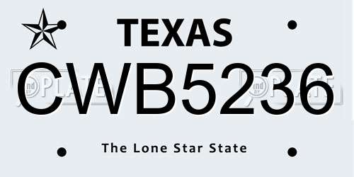 CWB5236 Texas License Plate