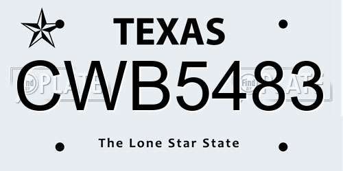 CWB5483 Texas License Plate