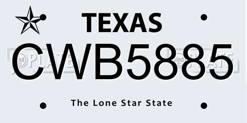 CWB5885 Texas License Plate