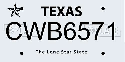 CWB6571 Texas License Plate