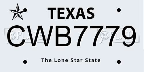 CWB7779 Texas License Plate