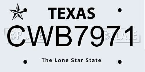 CWB7971 Texas License Plate