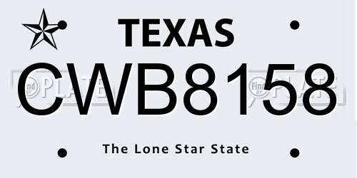 CWB8158 Texas License Plate