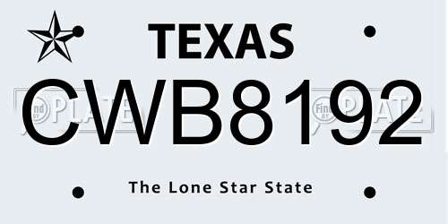 CWB8192 Texas License Plate