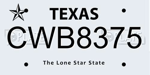 CWB8375 Texas License Plate