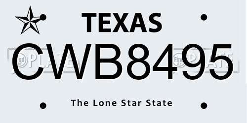 CWB8495 Texas License Plate