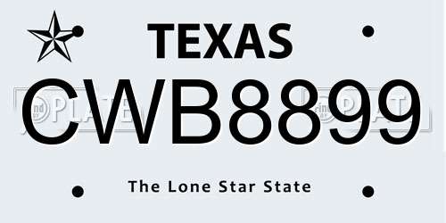 CWB8899 Texas License Plate