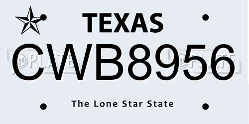 CWB8956 Texas License Plate