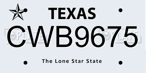 CWB9675 Texas License Plate