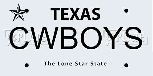 CWBOYS Texas License Plate