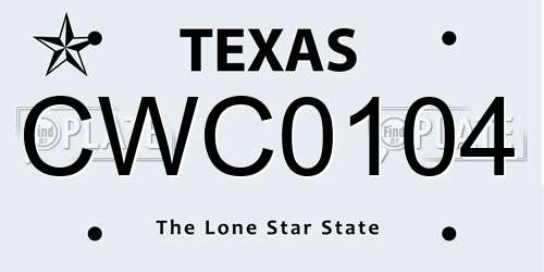 CWC0104 Texas License Plate