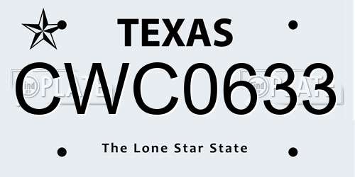 CWC0633 Texas License Plate