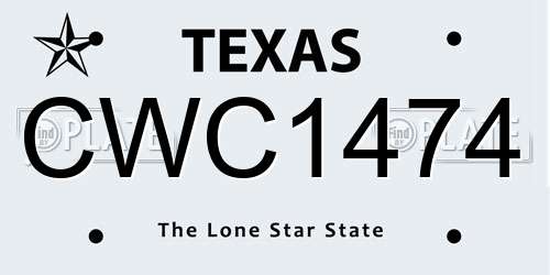CWC1474 Texas License Plate
