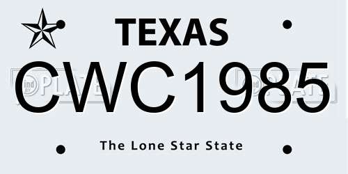 CWC1985 Texas License Plate