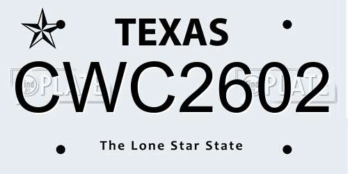 CWC2602 Texas License Plate