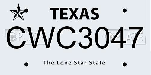 CWC3047 Texas License Plate
