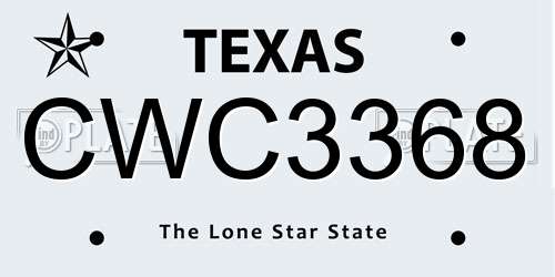 CWC3368 Texas License Plate