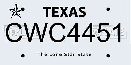 CWC4451 Texas License Plate