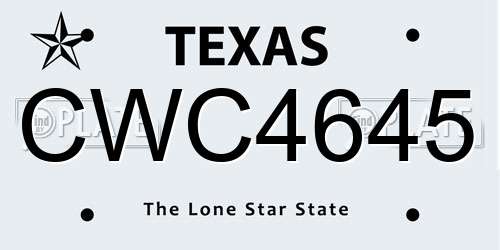 CWC4645 Texas License Plate