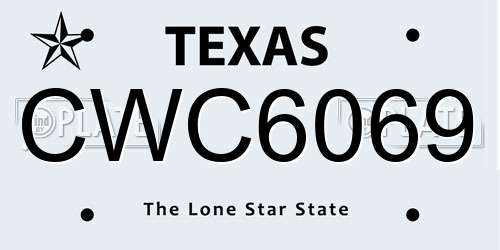CWC6069 Texas License Plate
