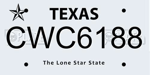 CWC6188 Texas License Plate