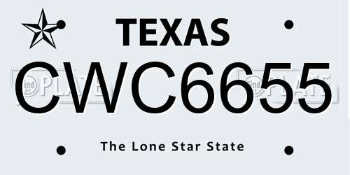 CWC6655 Texas License Plate