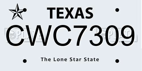 CWC7309 Texas License Plate