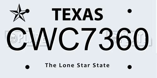 CWC7360 Texas License Plate