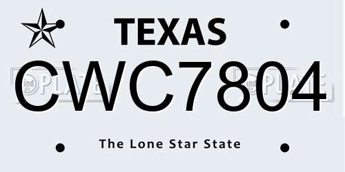 CWC7804 Texas License Plate