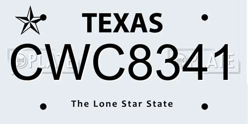 CWC8341 Texas License Plate