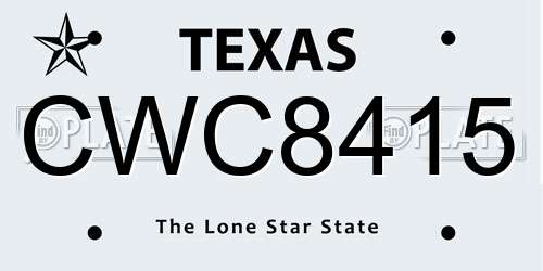 CWC8415 Texas License Plate