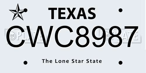 CWC8987 Texas License Plate