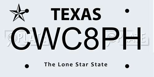 CWC8PH Texas License Plate
