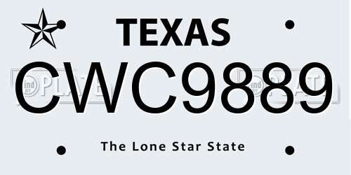 CWC9889 Texas License Plate