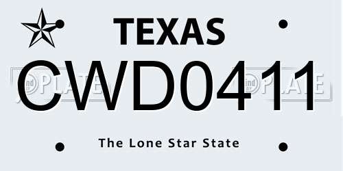 CWD0411 Texas License Plate