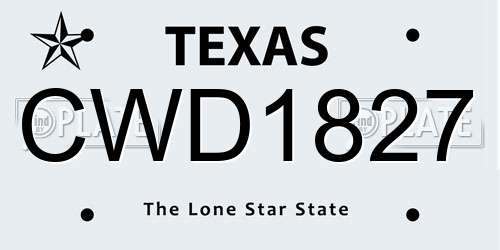 CWD1827 Texas License Plate