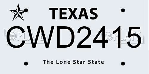 CWD2415 Texas License Plate
