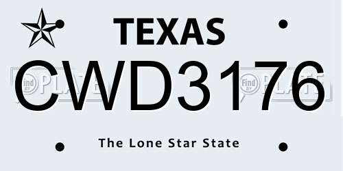 CWD3176 Texas License Plate