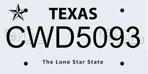 CWD5093 Texas License Plate