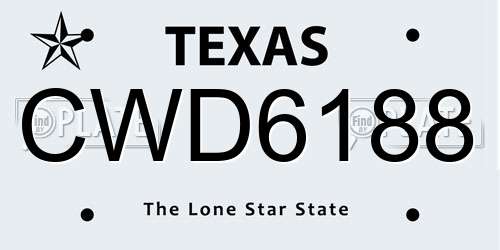 CWD6188 Texas License Plate
