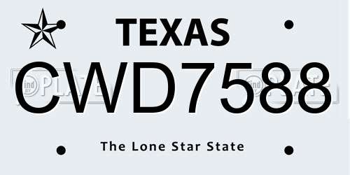 CWD7588 Texas License Plate