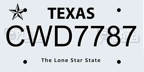 CWD7787 Texas License Plate