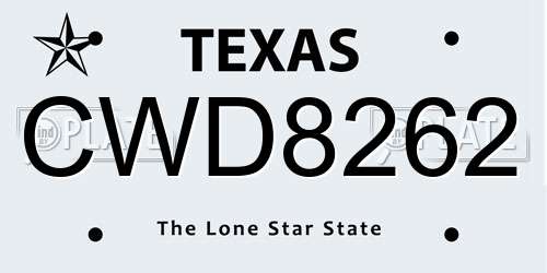 CWD8262 Texas License Plate