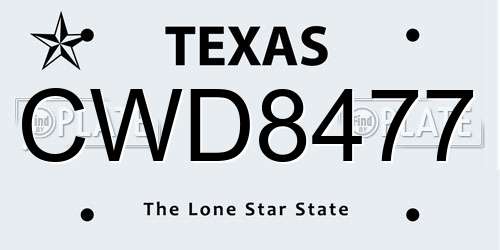 CWD8477 Texas License Plate