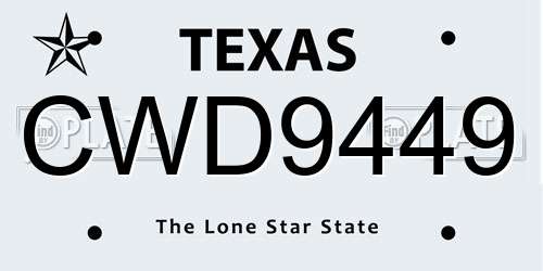 CWD9449 Texas License Plate
