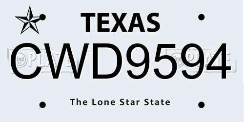 CWD9594 Texas License Plate