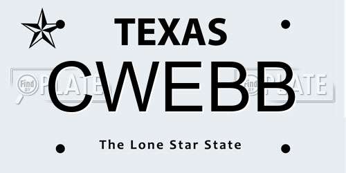 CWEBB Texas License Plate