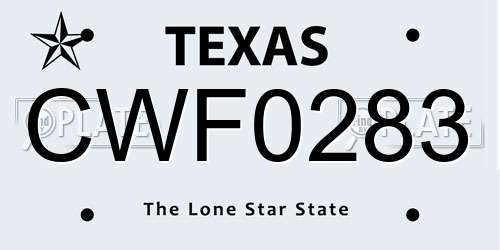 CWF0283 Texas License Plate