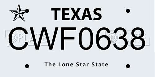 CWF0638 Texas License Plate